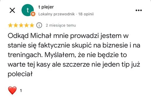 Opinia w Google, 5/5