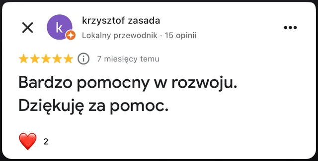 Opinia w Google, 5/5