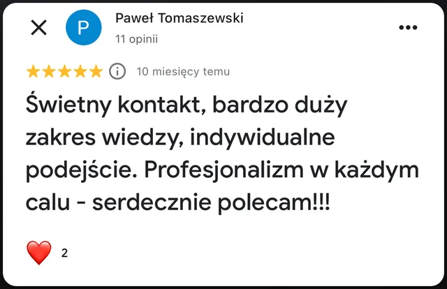 Opinia w Google, 5/5