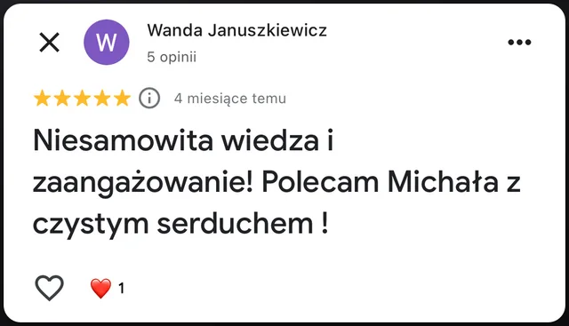 Opinia w Google, 5/5
